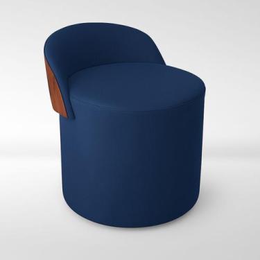 Imagem de Puff Encosto material sintético Suede Redondo Confortável Sala Moderno