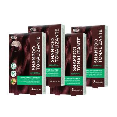 Imagem de Kit com 4 Shampoos Tonalizantes Color Change Borgonha - Kiss New York