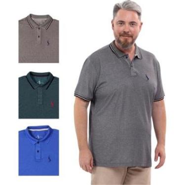 Imagem de Kit 4 Camisa Polo Plus Masculina Dia a Dia-Masculino