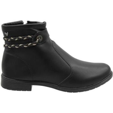 Imagem de Bota Mississipi Cano Curto Rives Com tiras Trançadas Feminina, Preto, 