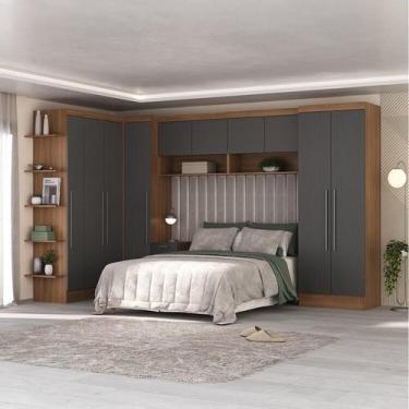 Imagem de Quarto Completo Viena 10 Portas 6 Gavetas 7 Peças Espresso Móveis Cinz