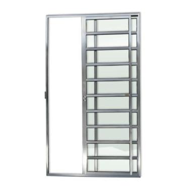 Imagem de Porta de Alumínio de Correr 210x150cm 2 Folhas com Travessa e Vidro Li