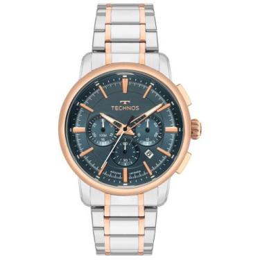 Imagem de Relógio Masculino Grandtech Cronógrafo Aço Inox Bicolor Azul Technos