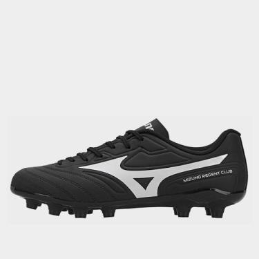 Imagem de Chuteira Campo Mizuno Regent Club Masculina, Preto, Branco, 40
