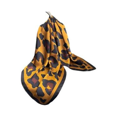 Imagem de Lenço De Seda Com Estampa De Leopardo Para Mulheres, Faixa De Cabelo Q