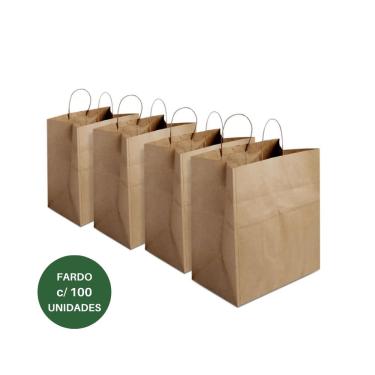 Imagem de Sacola de Papel Kraft 31x39cm Fardo c/100un WMA