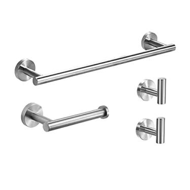 Imagem de Baoblaze Barra de toalha de banheiro - Prateleira de parede para banheiro de aço inoxidável - Prata