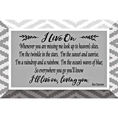 Imagem de Placa I Live On Glass com citações inspiradoras 10 x 15 cm - Decoração de mesa horizontal clássica | Cavalete para trás | Whenever you are missing me look up to Heaven's Skies. I'm the twinkle in the stars