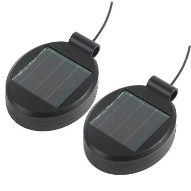 Imagem de Pacote com 2 painéis de peça superior de substituição de luz solar para lanternas de pendurar ao ar livre – Lâmpada de lanterna solar, caixa de bateria superior de substituição para jardim, pátio, passarela (preto)
