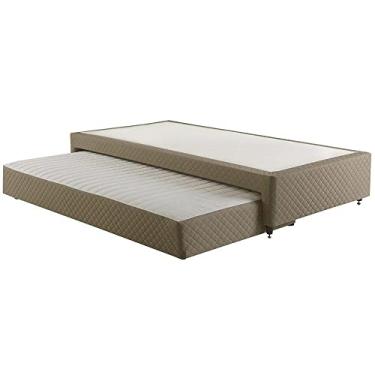 Imagem de Base Bicama Herval Solteiro Anis, 32x96x203cm, Colchão Auxiliar em Molas Bonnel, Suede Bege