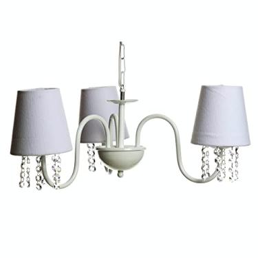 Imagem de Potinho de Mel Lustre Com 3 Lâmpadas Cristais Quarto Bebê Infantil Menina Menino Branco