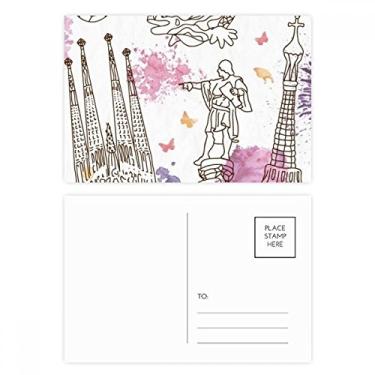 Imagem de Estátua de futebol da Catedral de Barcelona, Espanha, conjunto de cartões postais de aniversário, cartão de agradecimento