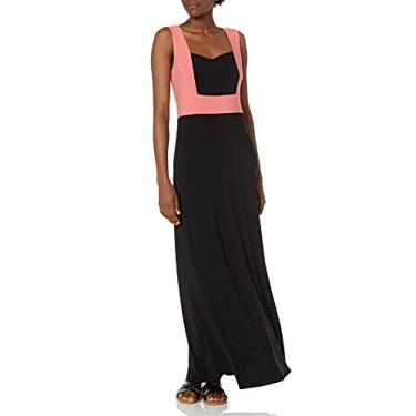 Imagem de Star Vixen Women's Sleeveless Colorblock Frame Maxi Dress, Coral/Black, Medium