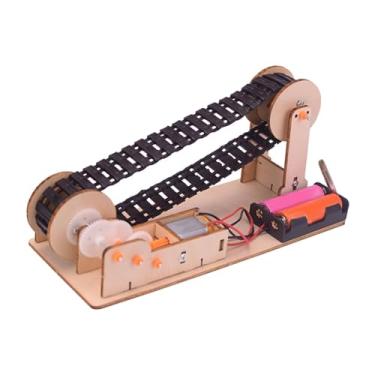 Imagem de shamjina Kits de modelo de projeto de ciência de madeira 3D Kits de quebra-cabeça de madeira Modelo de correia transportadora elétrica presente de aniversário