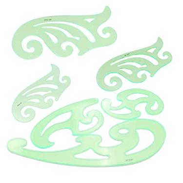 Imagem de Bettomshin Conjunto de régua de curva francesa, modelos de medição de plástico, réguas de desenho geométricas para escritório e escola, modelos de desenhos de forma de construção verde claro 1 peça