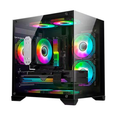 Imagem de Gabinete Gamer Aquario, Hayom, GB1790, 4x Fans RGB, Vidro Temperado, Micro-ATX, Mini-ITX - Preto