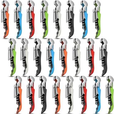 Imagem de cssopenss 24 peças saca-rolhas profissional de vinho chave de vinho abridor de garrafa de aço inoxidável chave de corte de folha serrilhada dobrável para família, festa da empresa, bares, restaurantes