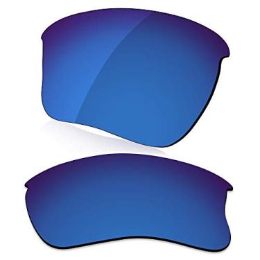 Imagem de LenzReborn Lente polarizada de substituição para óculos de sol Oakley Flak Jacket XLJ - Azul marinho - Polarizado espelhado