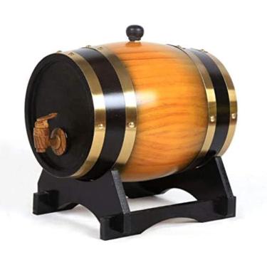 Imagem de Barris de vinho de carvalho horizontais Barris de carvalho vintage 15L Barril de vinho tinto Dispensador de água de madeira Prateleira de madeira Armazenamento Uísque Vinho Vinagre Cerveja,