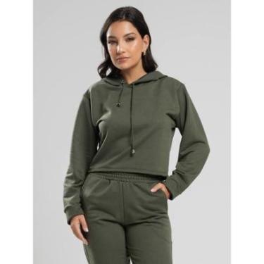 Imagem de Casaco Cropped com Capuz Moletinho Moda Casual Feminina-Feminino