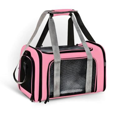 Imagem de Bolsa De Viagem Transporte Pet Cães Gato  Avião Carro Rosa