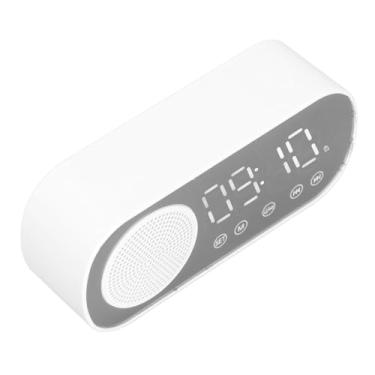 Imagem de Despertador de Rádio Fm Branco, Relógio Espelhado de Alto-falante Recarregável de Múltiplos Modos, Despertador Digital Portátil Com Espelho para Viagem de Leitura