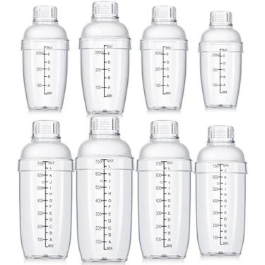 Imagem de Lallisa Conjunto de 8 coqueteleiras de plástico, misturador de bebidas com escamas, copo de coqueteleira transparente com medidas e coador, ferramenta de mistura de plástico para chá, café, barra de