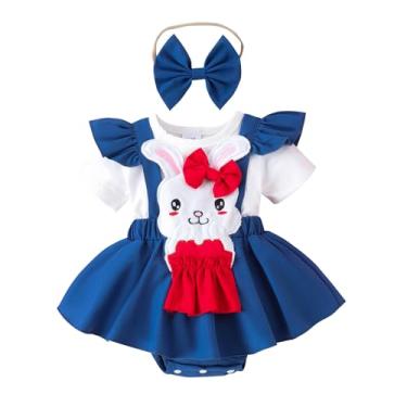 Imagem de BeQeuewll My First Easter Outfit Vestido de bebê menina recém-nascido macaquinho tutu body saia vestidos infantis 3 6 12 18 meses, Azul, 3-6 Meses