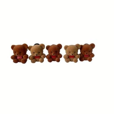 Imagem de 5 Pcs Miniature Flocked Plush Mini Bears Stuffed Bear Brooch Decorations for Cloth and showes and Trousers Accessory 2.6 cm/ 1 Inch (Brown， Light Brown Color)