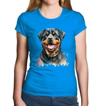 Imagem de Baby Look Algodão Cachorro Rottweiler - Foca na Moda, Azul, G