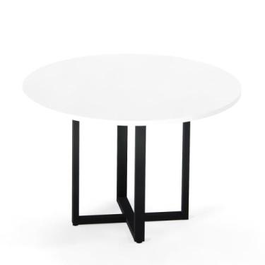 Imagem de Mesa de Reunião Redonda Tubular P25 Pandin 1,10 M Branco e Preto