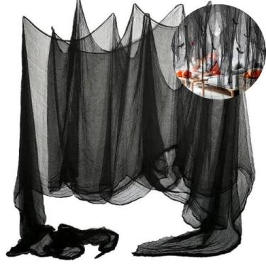 Imagem de Cortina de Aranhas Artificial Decoração Enfeite Halloween Preta - Bwx