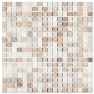 Imagem de Pastilha de pedra SM03 - SLIM BRANCO/CINZA/BEGE 30,5x30,5cm - GLASS MO