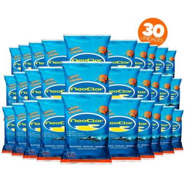 Imagem de Kit 30 Pastilhas De Cloro 3 Em 1 200g Para Piscinas - Neoclor