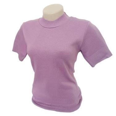 Imagem de Blusa Lisa Manga Curta com Elastano - Maria Malhas, Lilás, Único (vest