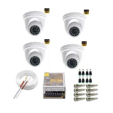 Imagem de Kit 4 Câmeras Segurança 2MP Infra vermelho Full Hd c/ Acessórios - Pro