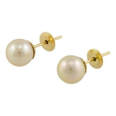 Imagem de Brinco Feminino Pérola Natural 7 Mm Ouro 18k 750 Certificado - JOIE JO