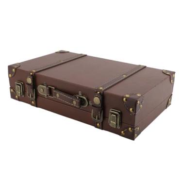 Imagem de Mala de Bagagem retrô de Madeira, Couro Decorativo e Design Seguro, Uso Versátil, Mala de Armazenamento Vintage para Fotografia (13,39x8,07x3,15inS)