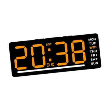 Imagem de Generic Relógio digital led com dois alarmes com data dia da semana presentes relógio de parede relógio de mesa para fundo sala estar escritório, Número Laranja
