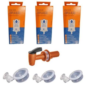 Imagem de Kit 02 un Vela Elite Tripla Ação  + 01 un Torneira Herc + 02 un Boia O