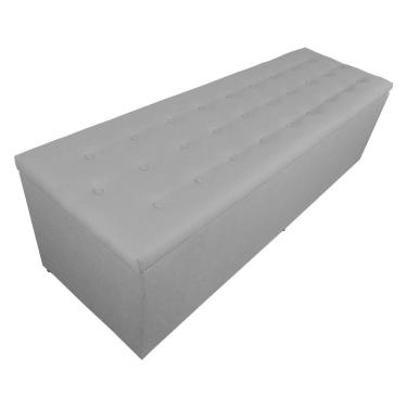 Imagem de Calçadeira Recamier Baú Casal Super King 195cm Juliana Cinza - DS Estofados