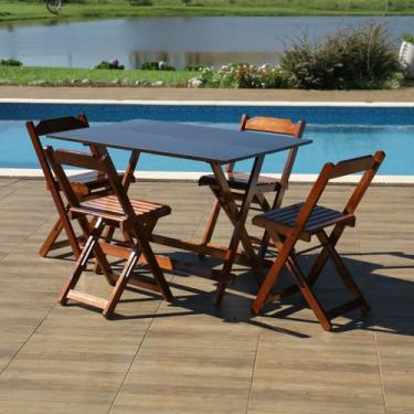Imagem de Conjunto Dobrável 120x70 com 4 Cadeiras Imbuia - Móveis Britz