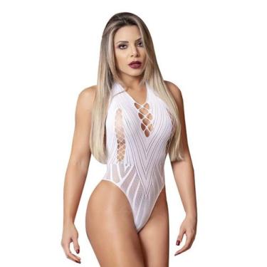 Imagem de Lingerie Sex Body Arrastão Sedutor Costas Abertas - Y.Lingerie, Branco