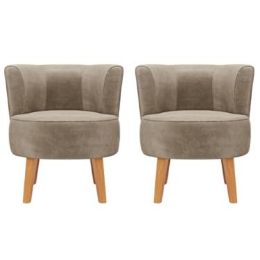 Imagem de Jogo 2 Poltronas Aconchegante para Sala de Espera Comercial Tecido Veludo (Cappuccino)