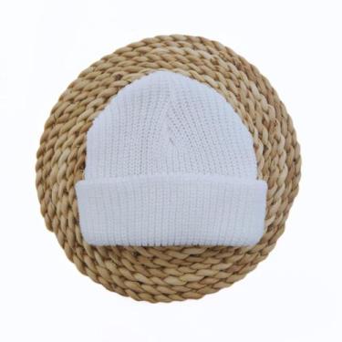 Imagem de Touca Lenhador Marinheiro Canelado Adulto Gorro Com Dobra - JM, Branco