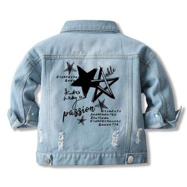 Imagem de Jaqueta jeans Cromoncent Kids Toddler Button Down 5-6Y azul