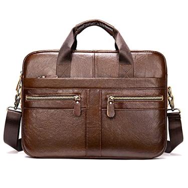 Imagem de Mala de couro vintage de 15,3 polegadas, saco de laptop, crossbody masculino Apropriado como um presente de saco de viagem para namorados/pais/maridos (Brown)