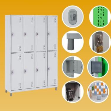 Imagem de Armário de Aço com 8 Portas Grandes locker academia vestiário funcioná
