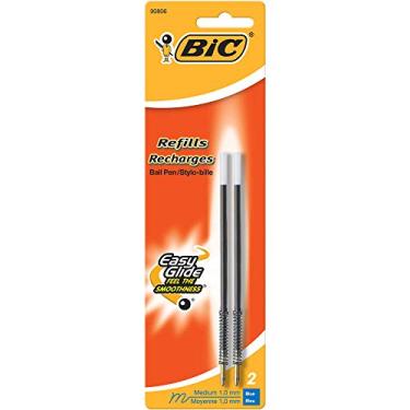 Imagem de BIC Refil de caneta para corpo largo/velocidade/clique transparente, ponta média, pacote com 2, azul - MRC21-B-BLU