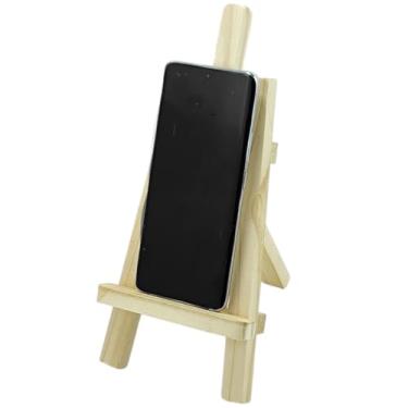 Imagem de Suporte Porta Celular Mesa Escritório Portátil Universal madeira